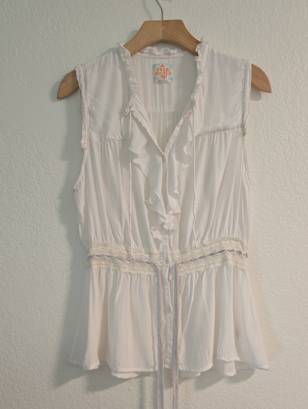 Free People Boho Lace Ruffle Blouse